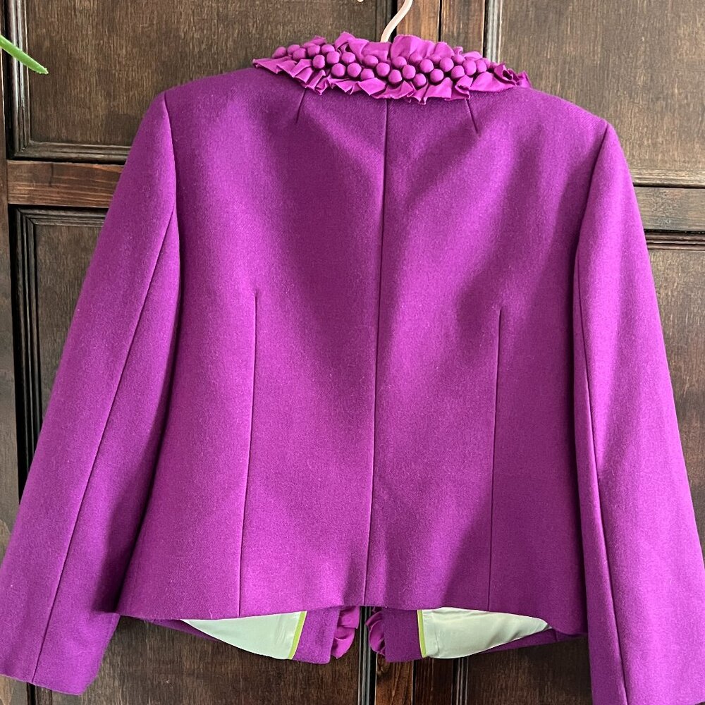 J CREW SILK POMPOM TRIM WOOL ASTRID JACKET SIZE 8 - Picture 3 of 10